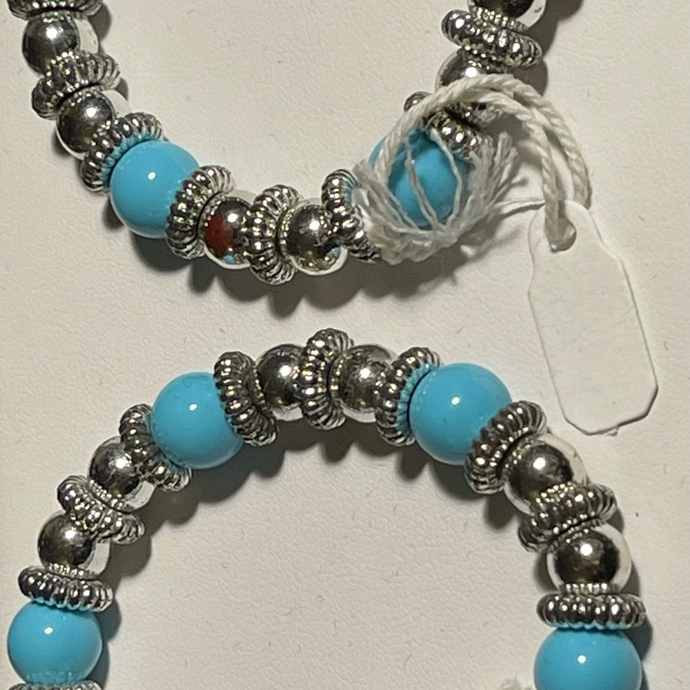 Turquoise and Silver Beaded Bracelets two